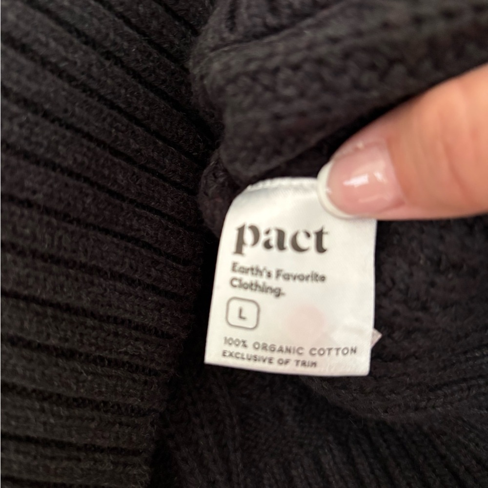 Pact Black Cable Knit Sweater Large organic cotton NWOT - Picture 4 of 4